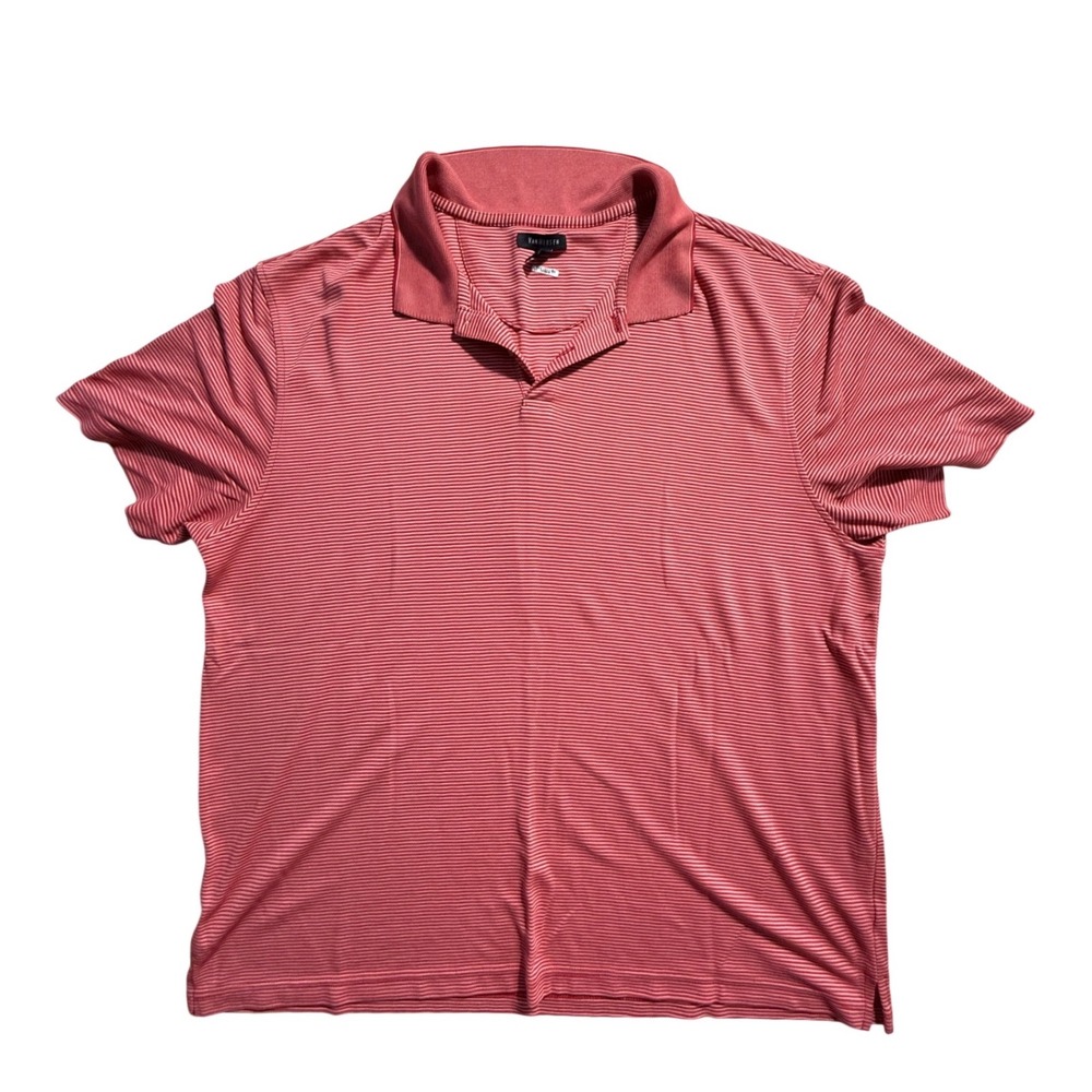 Van Heusen Mens XXL Red White Striped Short Sleeve Polo Shirt Casual Top-1066